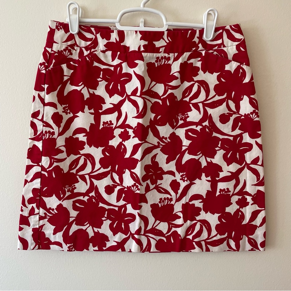 Ann Taylor Red and White Canvas Skirt